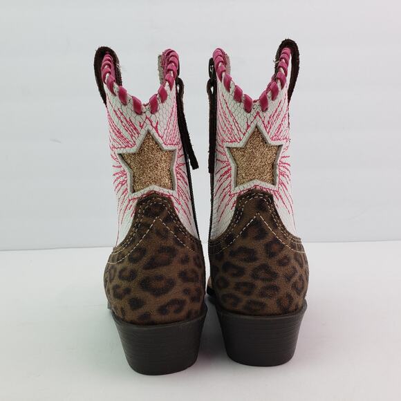 Ariat Wiggle Room Toddler Girls Size 9 Brown Pink Leather Western Cowboy Boots - Picture 7 of 12